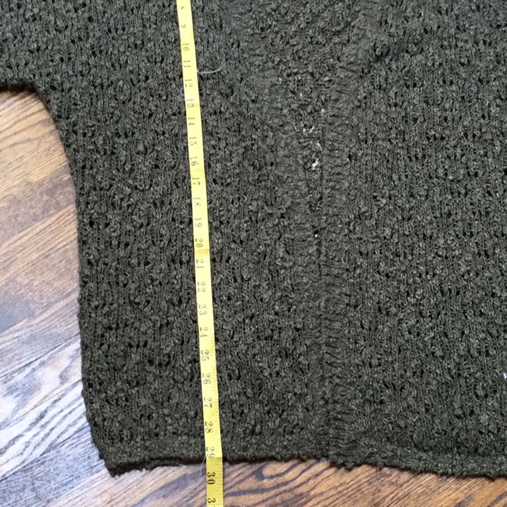 Revolution Olive Green Popcorn Crochet Cardigan with Dolman Sleeves - Picture 6 of 10